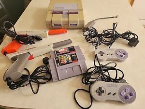 Super Nintendo Console,controllers,and 2 Games Bundle Lot All Untested Sold...