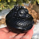 top！Natural obsidian Quartz Carved Crystal Dragon Skull Egg Reiki Healing 1PC