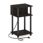 New ListingFurinno Just 3-Tier Turn-N-Tube Open Storage End Table with USB and Type-C