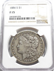 1886-S Key Date Morgan Silver Dollar certified by NGC Fine 15 Condition  (236)