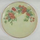 New ListingHand Painted Porcelain RASBERRIES Dinner Plate by B Robertson Yellow Gold Rim