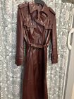 #2 - Vtg 1970’s Etienne Aigner Women Oxblood Leather Button Trench Coat Size 14