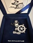 Rare Mickey Mouse Steamboat Willie Brooch, Swarovski Crystals & Enamel