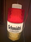 Vintage Schmidt's Beer Hanging Pendant Light. Yellow/Red Cylinder Shaped, 12