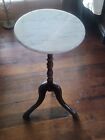 Vintage Centurion Marble Top Plant Stand Round Wooden Pedestal 24” Display Table