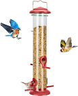Metal Bird Feeders for Outdoors Hanging, Extra Thick Tube Bird Feeder W/Steel Ha