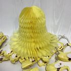 Lot of 30 Vintage Honeycomb Bell Decorations Pastel Yellow 5