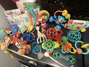 Huge lot of Baby toys/ teething toys, soft books, Sophie the girrafe, rattles