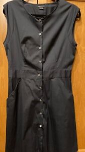 Theory SZ 8 Black Cotton Blend Button Front Shirt Dress  # 4532