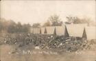 1915 RPPC At Mess on the Hike Real Photo Post Card 1c stamp Vintage