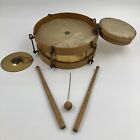 Vintage Snare Drum Set With Cymbal And Triangle