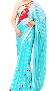 Indian Bollywood Party wear Designer Sari Floral Chiffon Georgette Satin Saree