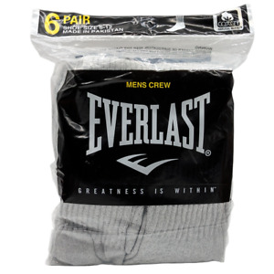 Everlast Men's Crew Socks Full Cushion Value Socks Large Grey 6-Pair