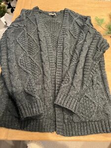 ASOS DESIGN heavyweight cable knit cardigan in dark gray long sweater men Small
