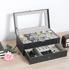 12 Slot PU Leather Case Storage Watch Box w/Jewelry Drawer for Organizer Display