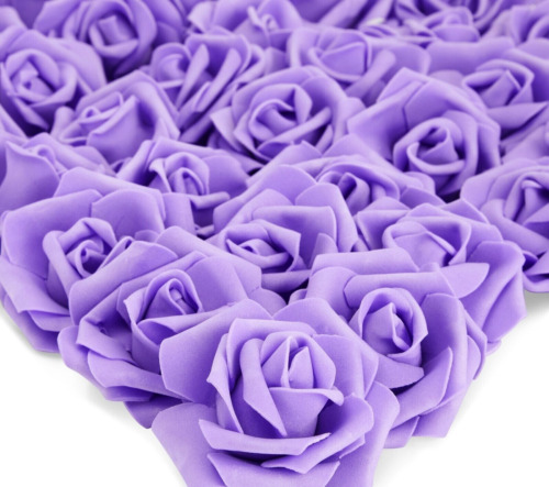 NEW 100 Pack Purple Roses Artificial Flowers BULK Foam 3 Inch Stemless WHOLESALE