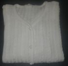 Vintage Women's SWEATER Cardigan Ivory Cable Knit long sleeve V-neck by Cicely