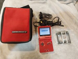 New ListingNINTENDO GAME BOY ADVANCE SP HAND HELD SYSTEM FLAME RED / CASE AND ACCESSORIES