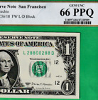 New Listing$1  FANCY  28800288   Serial Numbers  Federal Reserve Note  PCGS 66 PPQ