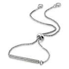 Stainless Steel Clear CZ Bar Adjustable Chain Bracelet, 9