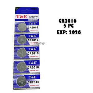 5 PC T&E CR 2016 CR2016 ECR2016 LITHIUM COIN CELL Button Battery Exp 2026