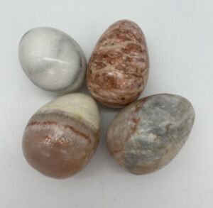 Onyx Marble Stone Eggs Lot of 4 Brown Ivory Peach