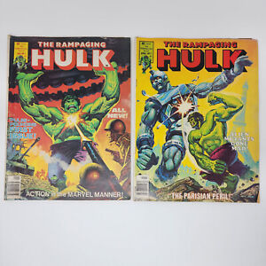 New ListingVtg 1977 Marvel Magazine Comics The Rampaging Hulk Issue #1 & 2 Lot Ken Barr Art