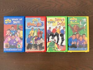 The Wiggles VHS Lot of 4 Wake Up Jeff, Wiggle Bay. Dance Party & Yummy Yummy