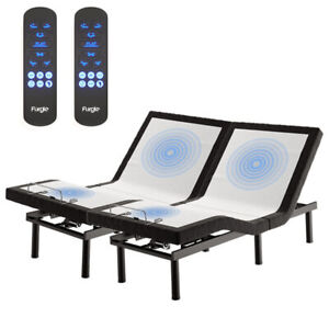 Split King Adjustable Electric Bed Frame Base Stress Massage Wireless Remote USB
