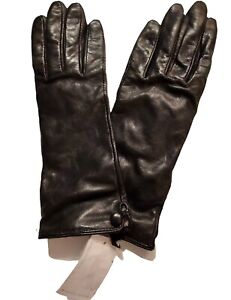 Etienne Aigner Cashmere Lined Leather Gloves  Size- Medium