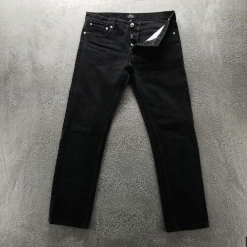 APC Jeans Mens 32x29 Black Straight Petite Standard Button Fly Denim