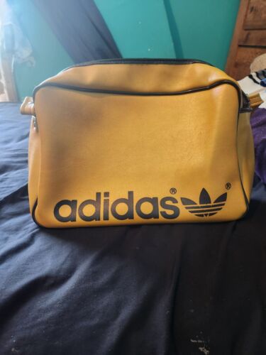 Adidas 1970s Clean Sports Vintage Leather Bag Mustard Yellow Made In Yugoslavia