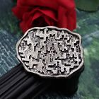 Vintage Pewter Tone Layered Puzzle Abstract Pin Brooch
