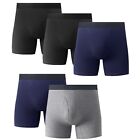 5PK Mens Cotton Boxer Briefs Underwear Tagless Soft Comfort Waistband With Fly