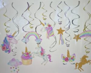 20 Ct Unicorn Hanging Swirl Decorations-Unicorn Party Decorations. New