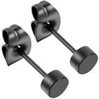 2PCS Black Stainless Steel Circle Stud Earrings Men's Women's Jewelry 3mm