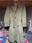 Vintage US Army Military Trench Wool Removable Liner Overcoat Mens Long Large