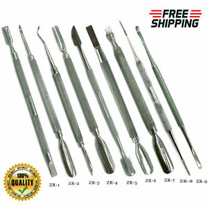 Stainless Steel Cuticle Pusher Cleaner Trimmer Manicure Pedicure Nail Care Tools