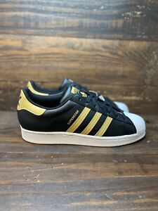 NWT Adidas Superstar Casual Shoes Black/Gold/White #HP5498 MENS Size