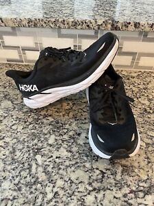 Hoka One One Mens Clifton 8 1119393 BWHT Black Running Shoes Sneakers Sz 12.5 D