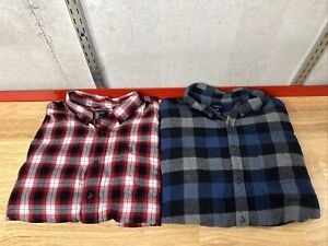 Men’s 3XB Long Sleeve Button Up Flannel Shirt Lot Of 2 Red Blue Chaps Big Men’s
