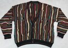 Vintage J Ferrar Coogi Sweater XL Knit Cardigan Sweatshirt 90s Colorful Textured