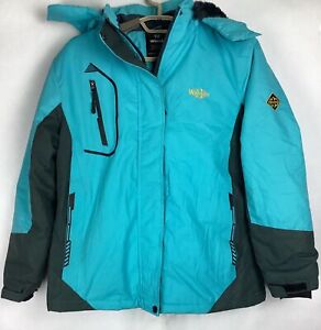 Wantdo Winter Ski Jacket Womans Sz M Detachable Hood Windproof Insulated Blue