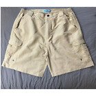 Reel Legends Khaki Performance Mesh Fishing Cargo Shorts- XL