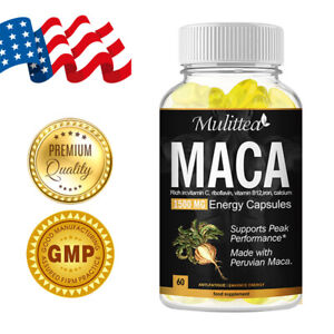 MACA ROOT Capsules 1500mg Peruvian Maca Extract for Men Organic Vitamins 60Pills
