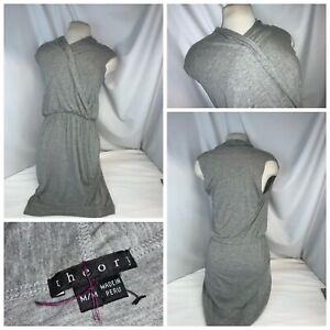 Theory Sleeveless Dress M Women Gray Cotton Peru 36” Long Mint YGI E1-398