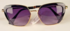 SUNGLASSES - Retro Vintage Black Frame  & Ears Lavender Lenses Women/Men Sport