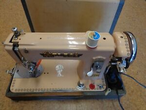 Vintage ATLAS Deluxe  Portable Sewing Machine With  Case 1950s  needs belt