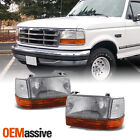 Fit 92-96 Ford Bronco F150 F250 F350 Replacement Headlights Amber Bumper Corner (For: 1996 Ford F-150)