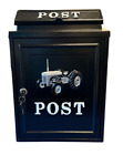 Wall mail Box Tractor Vintage silver tractor Wall Mounted post Box Black letter